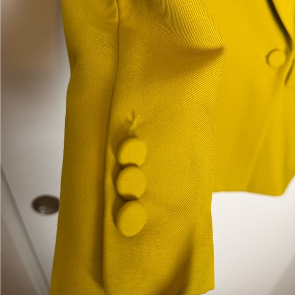 $750 AKNVAS HAUSER Double breasted mustard fitted blazer size 4 luxury - Picture 8 of 9